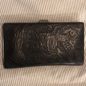 Black Pressed Leather Clutch